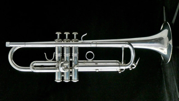 The absolutely wonderful Manchester Brass Custom RL-GB Professional Bb Trumpet in Silver Plate