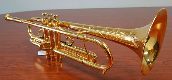 Exquisite Hand Engraved, Gold Plated Adams A4  Limited edition Trumpet!  A work of art!
