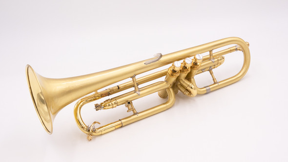 One of the treasures:    Rare Vintage York Air Flow Cornet in Satin lacquer Restored by Heritage Music Repair