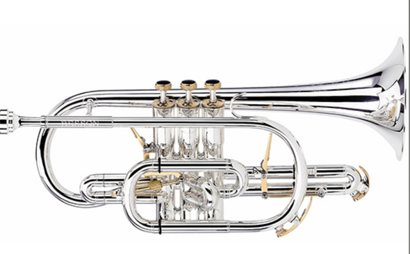 Brand New  Besson Prestige Cornet in silver plate with gold trim