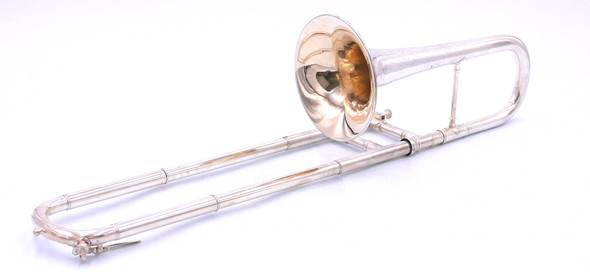 Super Unique! 1924 York Slide Cornet in Silver Plate 