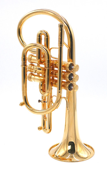 From The Fred Mills  Collection:  Stomvi Master Cornet in Gold Plate with two bells (one Sterling)