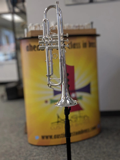 The absolutely wonderful Manchester Brass Custom RL-GB Professional Bb Trumpet in Silver Plate