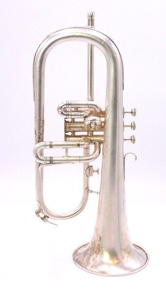 Vintage Hirsbrunner Crown Flugelhorn in Matte Silver plate 