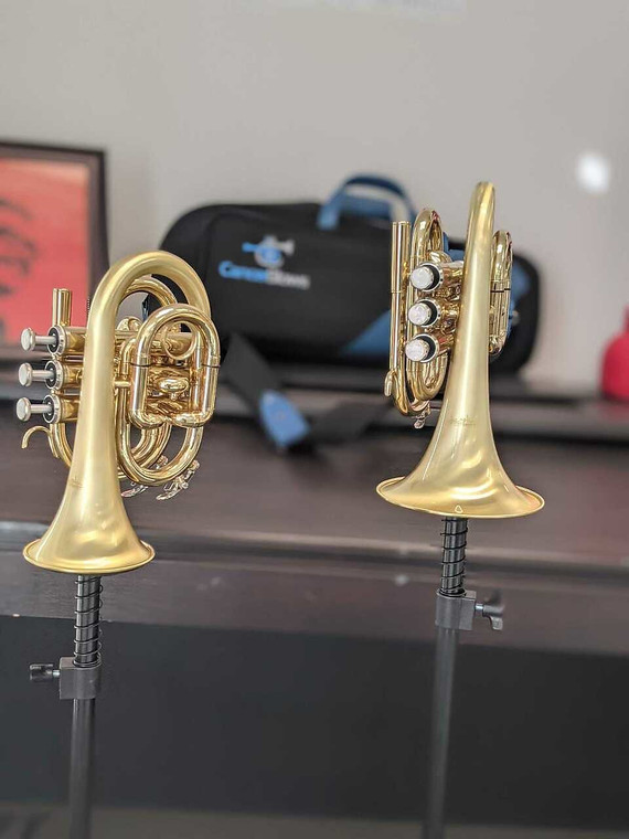 new for 2021!   Satin Lacquer ACB Doubler's Large Bell Pocket Trumpet!