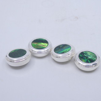 Adams E1/E3 Euphonium Valve Button Set in Silver Plate with Green Abalone Inlays - ACB Accessory Sale - Lot A74