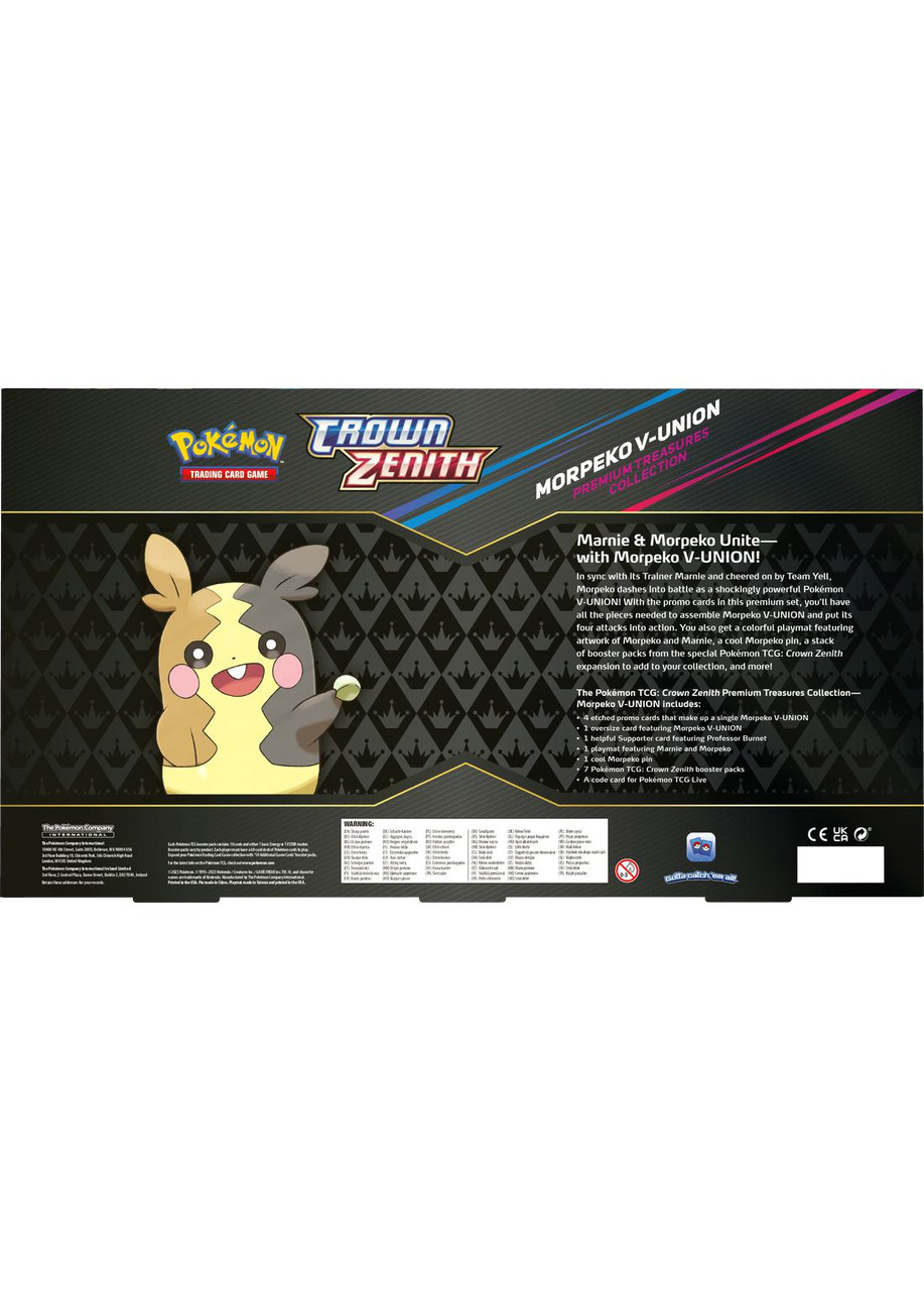 Pokémon TCG: Sword & Shield - Crown Zenith Premium Treasures Collection - Morpeko  V-UNION - Face To Face Games