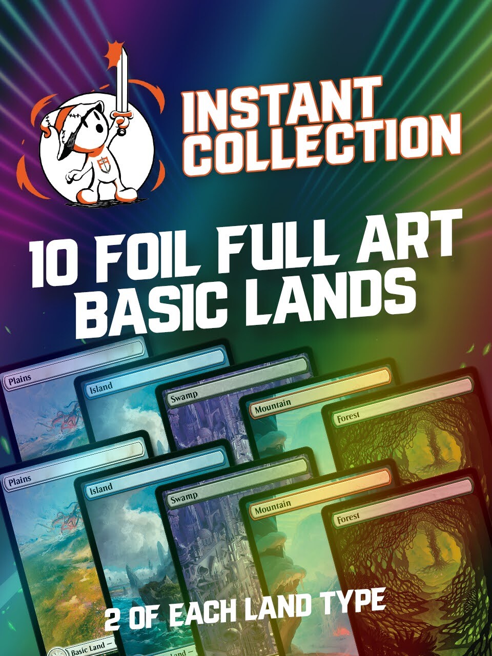 10 Foil Full Art Basic Lands