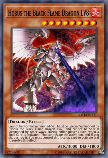 Horus The Black Flame Dragon LV6' (SOD-EN007) Super Rare Holo, Yu