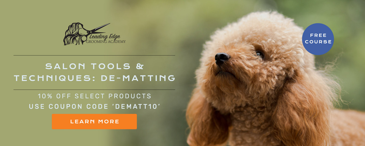 Leading Edge Grooming Academy Free Course: Salon Tools & Techniques: De-Matting. 10% Off select products