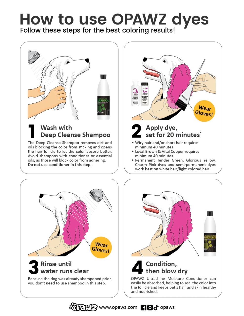 OPAWZ Permanent Pet Hair Dye | 16 Bright, Long-Lasting Colors