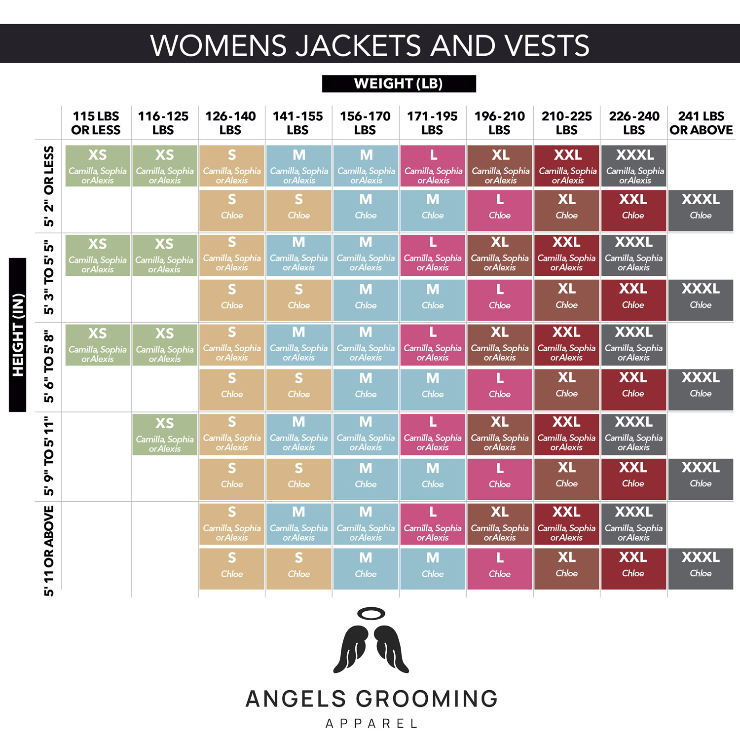 angels-grooming-apparel-size-chart-women