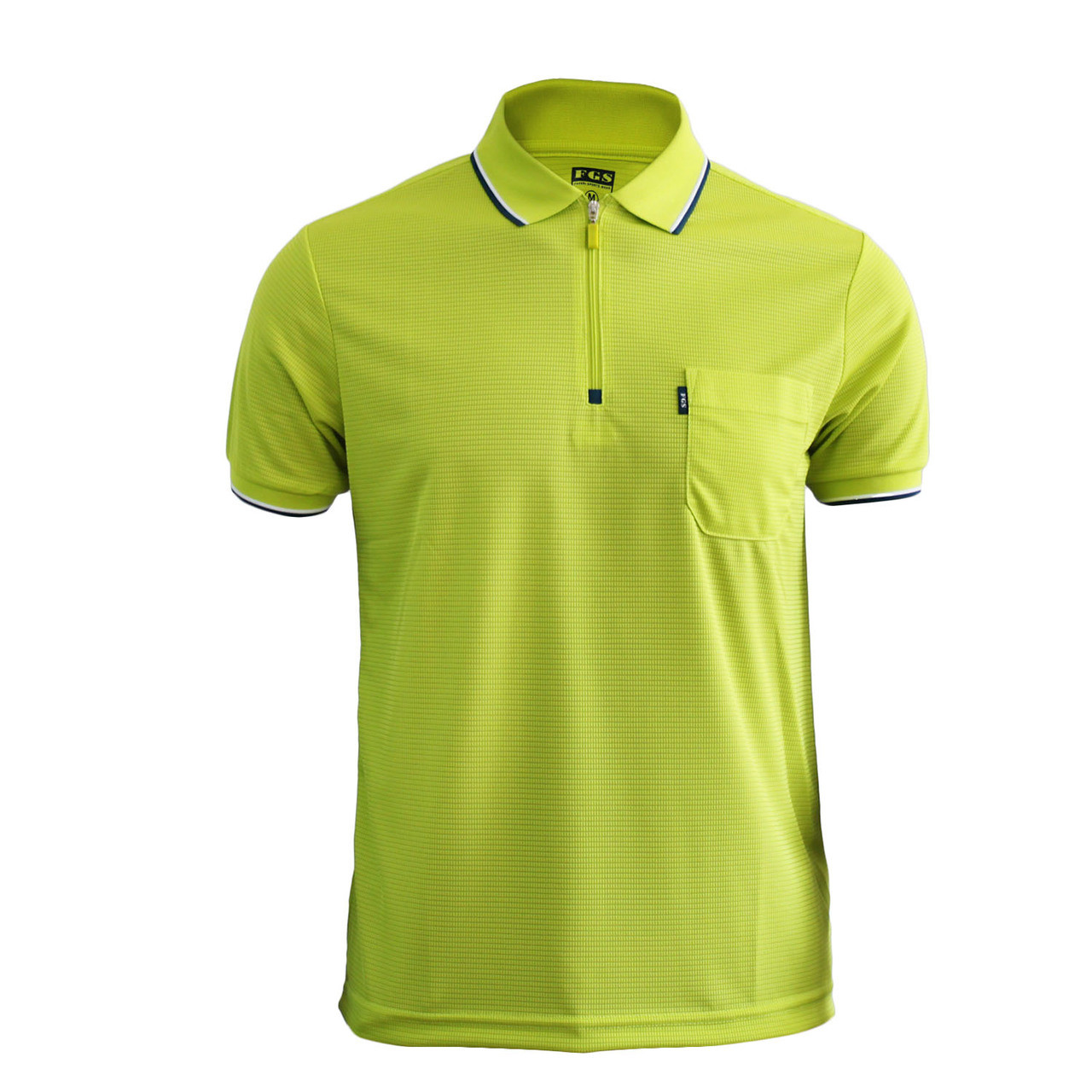 Light-Green polo zip-up neck t-shirt short sleeves