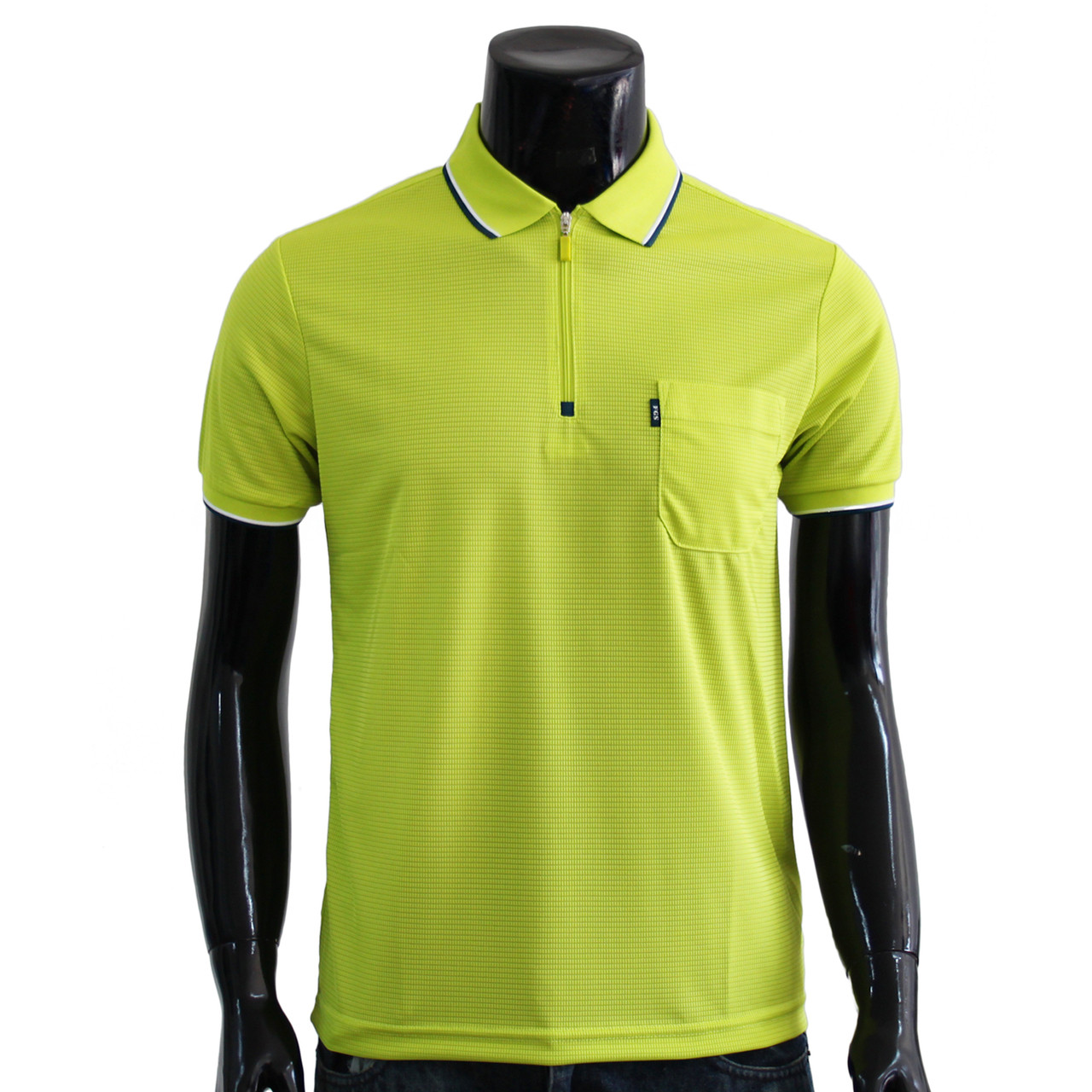 Light-Green polo zip-up neck t-shirt short sleeves