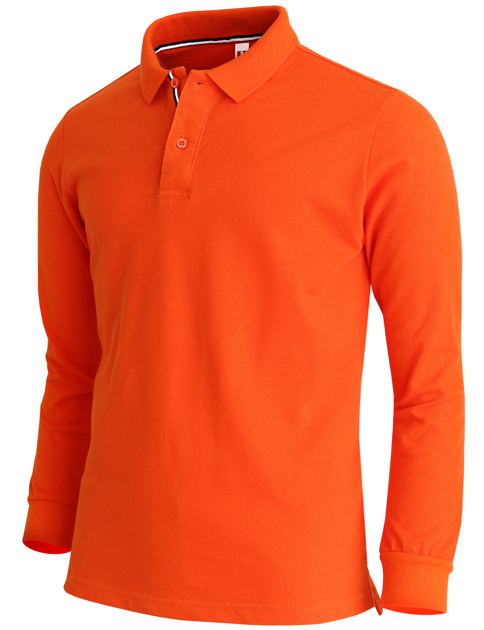 Orange polo shirt long sleeve Clearance