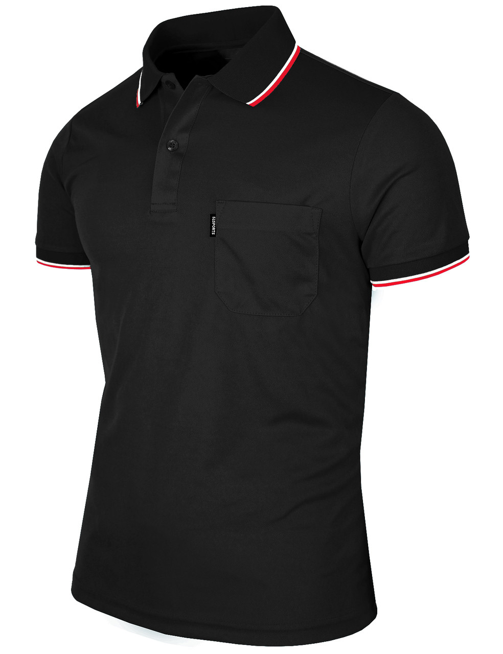 Short Sleeve Dri Fit Collar 2 line Point Polo Shirt-Unisex