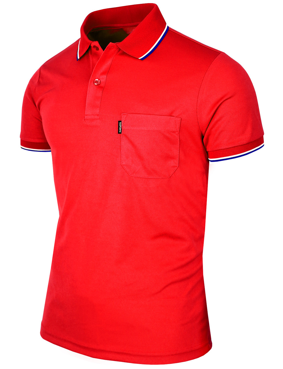 Short Sleeve Dri Fit Collar 2 line Point Polo Shirt-