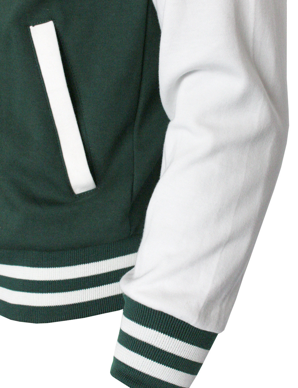 Hooded Varsity Jacket Mens in Forest Green