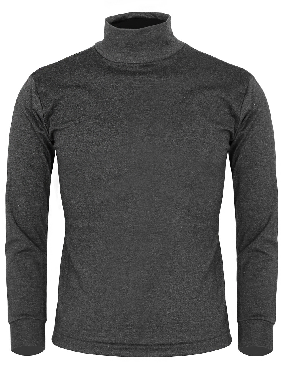 Men's Turtleneck DarkGray Cotton Mock Neck Long Sleeves
