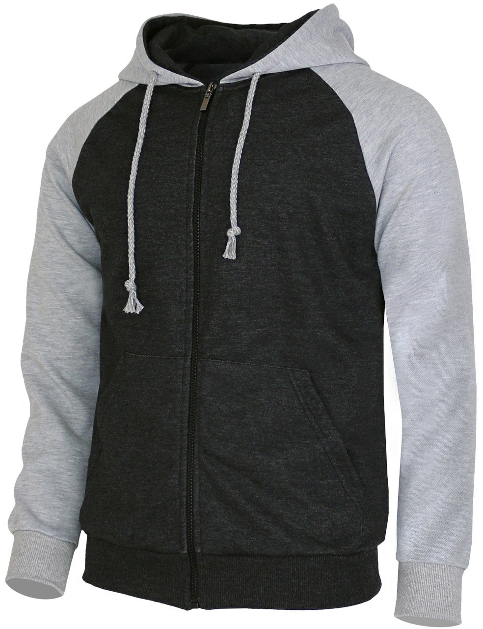 Long Sleeve Raglan Hoodie Cotton zip-up Jacket-Unisex