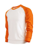 BCPOLO Men's Casual raglan 2 tone color t-shirt sportswear fashion crew neck cotton shirt.-orange t-shirt