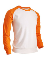 BCPOLO Men's Casual raglan 2 tone color t-shirt sportswear fashion crew neck cotton shirt.-orange t-shirt