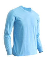 Basic Sky blue Blue Crew Neckline Long Sleeves Cotton T-Shirt