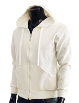 BCPOLO zipper hoodie jumper Zip-Hoodie, Solid Cotton Zip-up hoodie jacket-Ivory