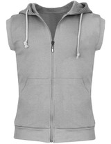 Casual zip hoodie sleeveless hoodie jacket-melange front