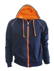 Casual warm sweat zip-Hoodie jumper of orange color hoodie zip-up