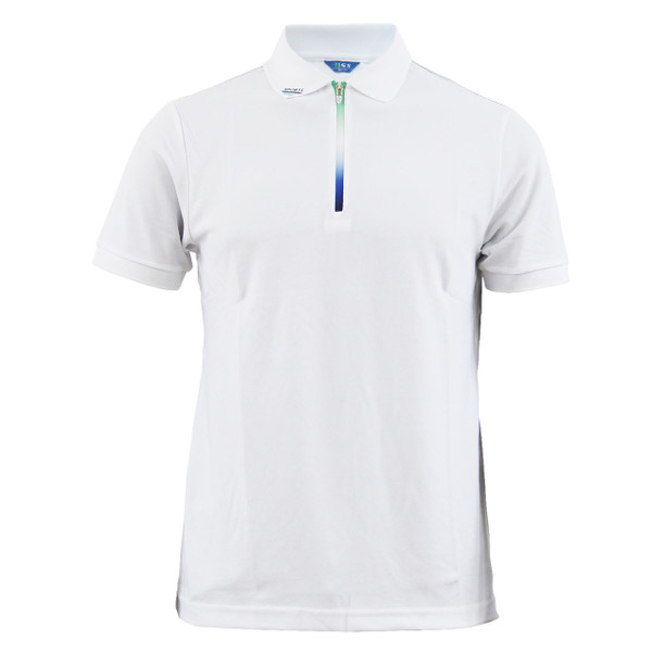 white polo zip-up neck t-shirt short sleeves