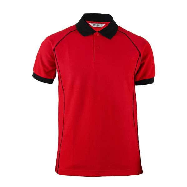 BCPOLO Men's Fashion Cotton Polo Red Shirt Black Design Point Short