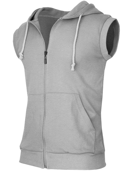 gray sleeveless hoodie