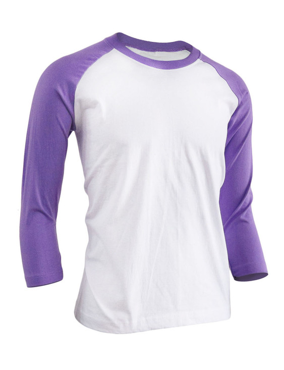 BCPOLO Unisex casual round neck t-shirt 3/4 sleeve 2 tone color