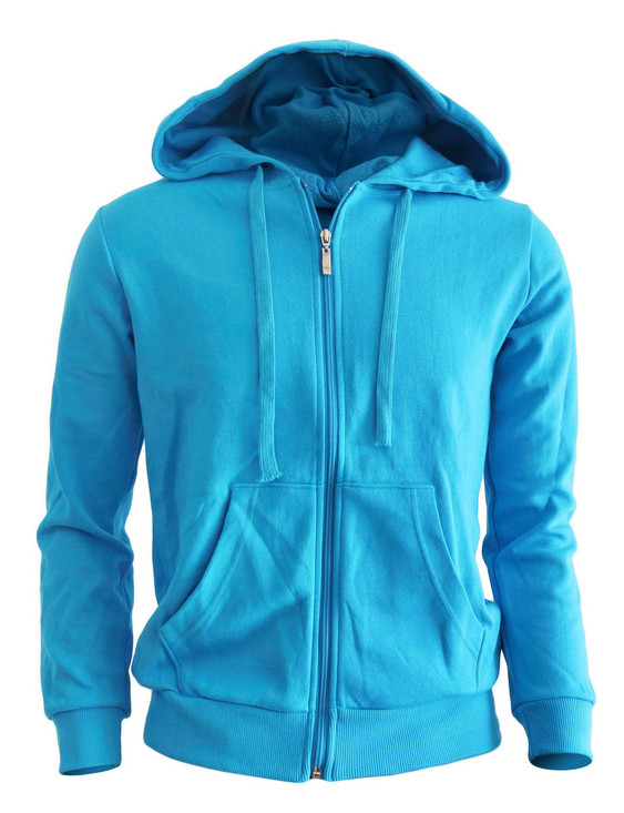 BCPOLO zipper hoodie jumper Zip-Hoodie, Solid Cotton Zip-up hoodie jacket-Blue