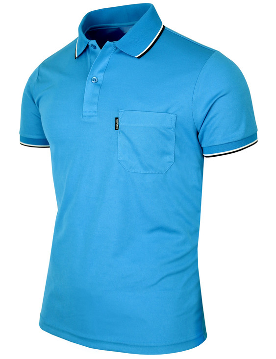 Short Sleeve Dri Fit Collar 2 line Point Polo Shirt-