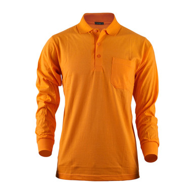 Bcpolo Men's Long Sleeves Cotton Solid Polo Shirt_Orange