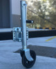 8-inch galvanised wind-up swing-up jockey wheel (3051) fitted to a trailer drawbar