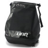LinQ 40 L roll-top bag in black, opened upright with roll-top unrolled