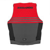 Sea-Doo Women's Pro Team L50 life jacket in Dragon Red and grey, rear view