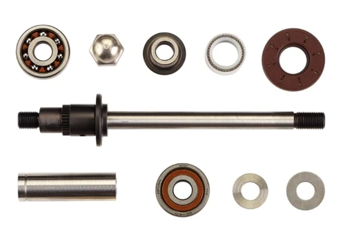 Sea-Doo Supercharger Repair Kit 420881102: shaft, bearings, washers and seals laid out