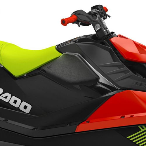 Sea-Doo Ergolock Knee Pads 295100810 fitted to a red and lime Spark