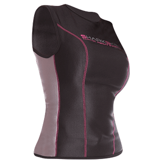 Sharkskin Chillproof women's sleeveless vest in black with pink stitching