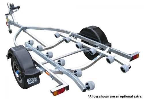 Boeing 3.9 m roller PWC trailer 10SJS2, galvanised single axle, angled front view