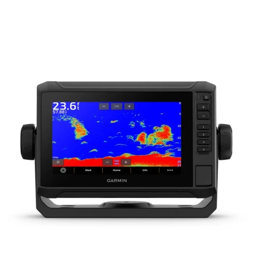 Garmin ECHOMAP UHD2 72sv front view showing a colour sonar screen