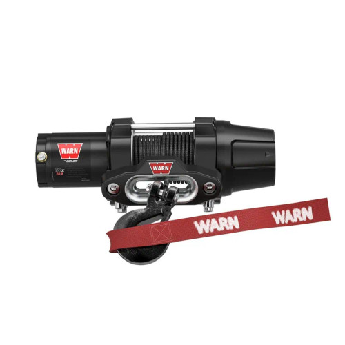 Warn VRX 35-S winch 715006109 in black with synthetic rope and Warn hook strap