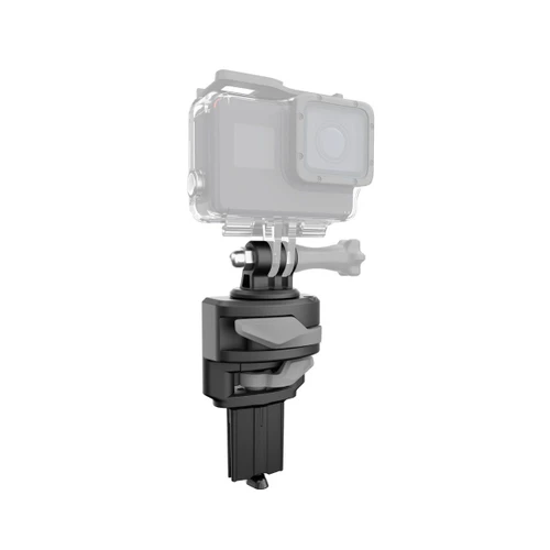 LinQ Lite action camera holder with camera clamp, side view on its own