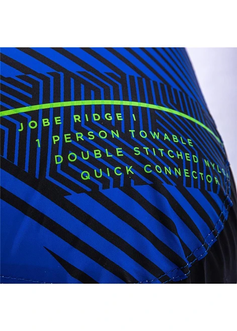 Close-up of the Jobe Ridge cover print showing double-stitched nylon details