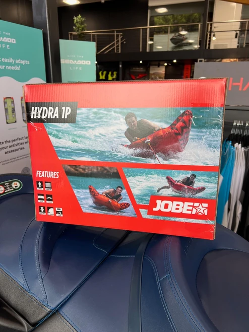 Jobe Hydra 1P box showing features panel, in the showroom