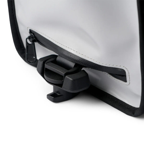 Close-up of the LinQ fastener on the base of the insulated tote bag